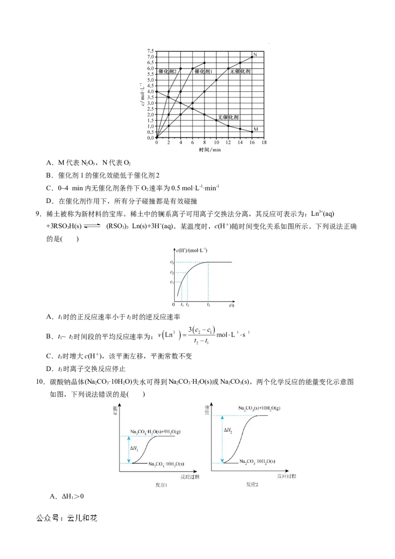 高二年级化学期中模拟卷测试范围：第1-3章（人教版2019）（考试版A4）(1)_1多考区联考_1014高二期中模拟卷（新高考通用）黄金卷：2024-2025学年高二上学期期中模拟考试