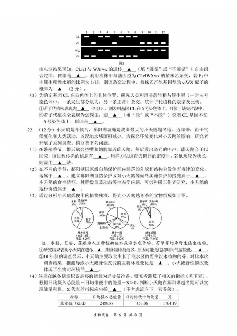 江苏省新高考基地学校2024-2025学年高三下学期期初质量监测生物学试卷（含答案）_2025年2月_250227江苏省新高考基地学校2024-2025学年高三下学期期初质量监测（全科）