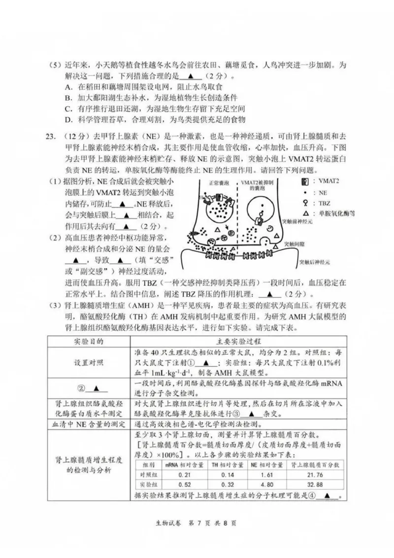 江苏省新高考基地学校2024-2025学年高三下学期期初质量监测生物学试卷（含答案）_2025年2月_250227江苏省新高考基地学校2024-2025学年高三下学期期初质量监测（全科）