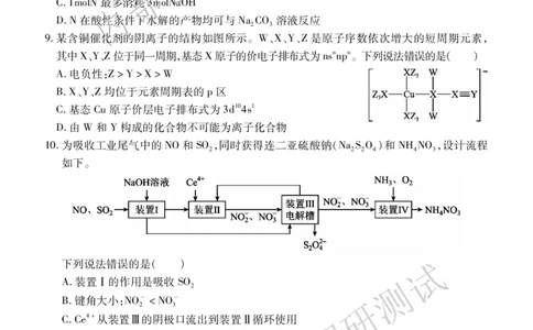 高三化学_2025年1月_2501162025运城市高三第一学期期末调研测试（全科）_化学