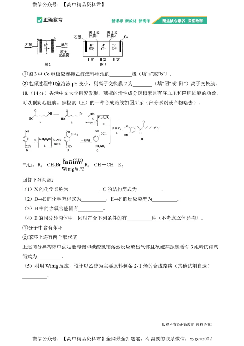 2024届明日之星高考化学精英模拟卷湖南版_2024高考押题卷_72024正确教育全系列_2024明日之星全系列_（新高考）2024《明日之星&middot;高考精英模拟卷》（九科全）各一套