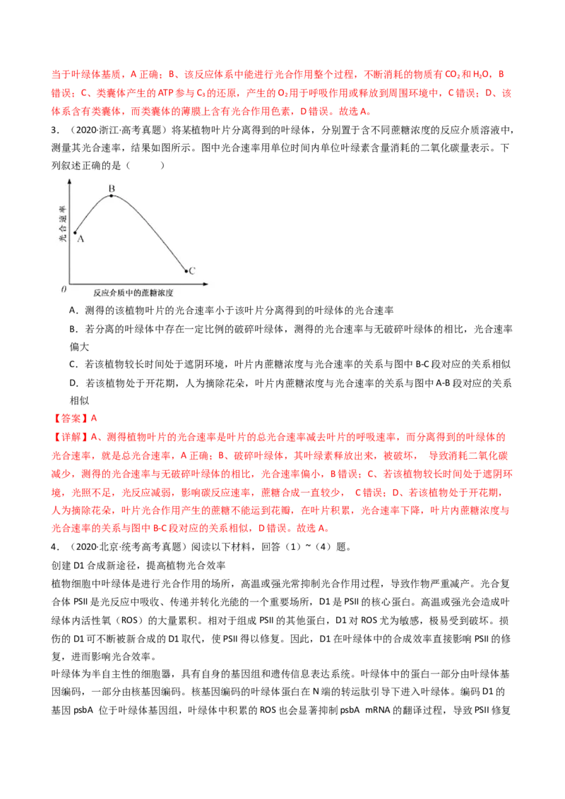 专题06光合作用（解析卷）_近10年高考真题汇编（必刷）_十年（2014-2024）高考生物真题分项汇编（全国通用）_十年（2014-2023）高考生物真题分项汇编（全国通用）