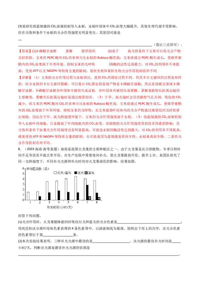 专题06光合作用（解析卷）_近10年高考真题汇编（必刷）_十年（2014-2024）高考生物真题分项汇编（全国通用）_十年（2014-2023）高考生物真题分项汇编（全国通用）