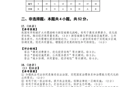 武汉市2026届高三年级九月调研考试思想政治试卷参考答案_2025年9月_250912湖北省武汉市部分学校2026届高三上学期九月调研考试（全科）_政治