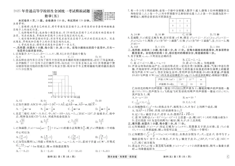 衡水金卷信息卷6套数学试卷_2025年4月_250415衡水金卷-先享题-信息卷数学（共6套）