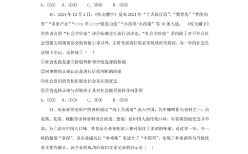 广东省深圳市高级中学高中园2025届高三下学期高考适应性考试政治试题（含答案）_2025年5月_250524广东省深圳市高级中学高中园2025届高三高考适应性考试（全科）