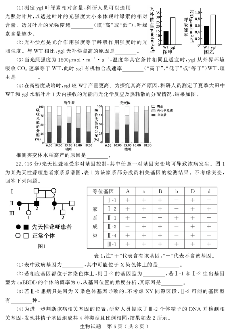 山东省济宁市2025年高考模拟考试生物_2025年5月_250525山东省济宁市2025年高考模拟考试（济宁三模）（全科）