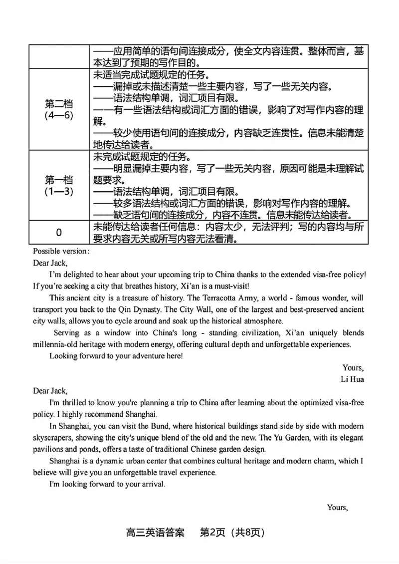 英语参考答案_2025年3月_250310福建省龙岩市2025届高三下学期3月教学质量检测（全科）_2025届福建省龙岩市高三下学期3月教学质量检测（一模）英语