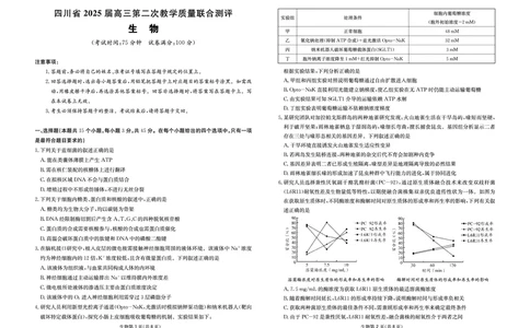 四川省（科大讯飞大数据）2025届高三第二次教学质量联合测评生物_2025年5月_250515四川省2025届高三第二次教学质量联合测评（全科）_四川省2025届高三第二次教学质量联合测评生物