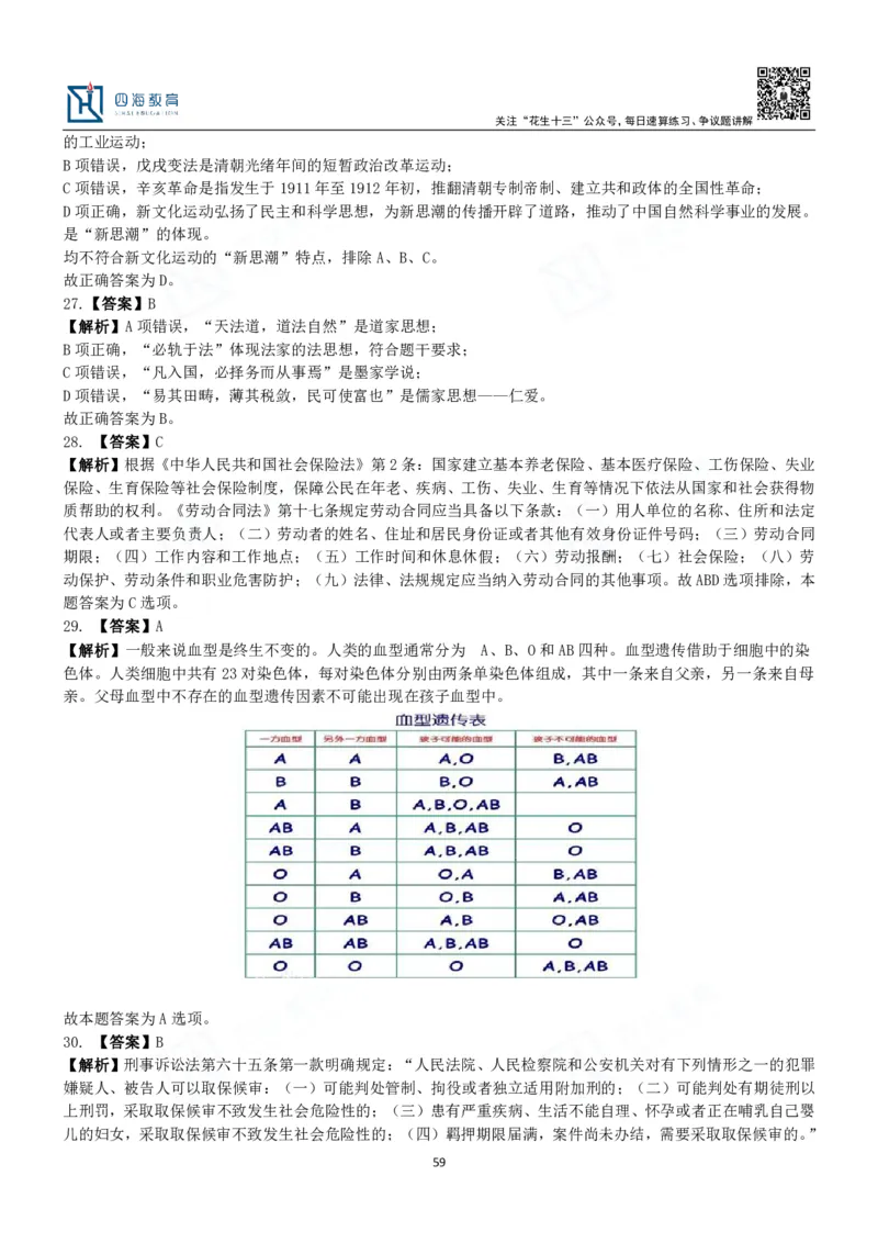 四海常识判断3000题解析-丹丹_2026考公资料_花生十三合集_2024+2023年资料_系统班2024上半年四海花生公考笔试系统班（含速算训练营）_2024上半年公考花生十三行测系统班_常识