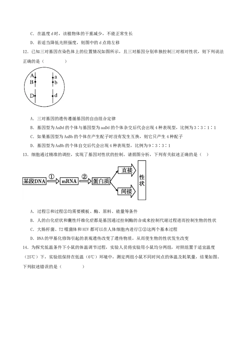 河南省顶级名校2025-2026学年高三上学期9月月考生物试卷（含答案）_2025年9月_250925河南省顶级名校2026届高三上学期9月月考试