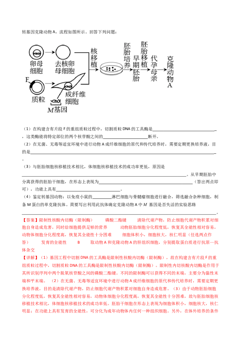 专题24细胞工程与胚胎工程（解析卷）_近10年高考真题汇编（必刷）_十年（2014-2024）高考生物真题分项汇编（全国通用）_十年（2014-2023）高考生物真题分项汇编（全国通用）