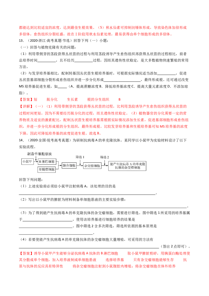 专题24细胞工程与胚胎工程（解析卷）_近10年高考真题汇编（必刷）_十年（2014-2024）高考生物真题分项汇编（全国通用）_十年（2014-2023）高考生物真题分项汇编（全国通用）