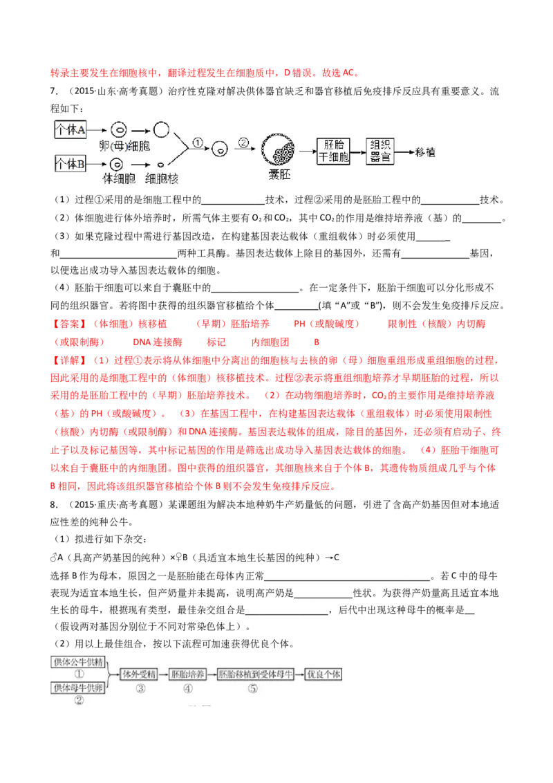 专题24细胞工程与胚胎工程（解析卷）_近10年高考真题汇编（必刷）_十年（2014-2024）高考生物真题分项汇编（全国通用）_十年（2014-2023）高考生物真题分项汇编（全国通用）