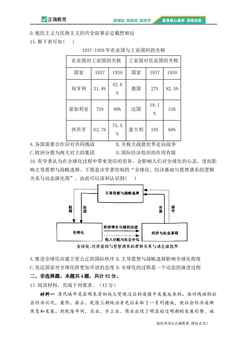 2023届新高考历史金榜猜题卷广东专版_2023高考押题卷_正确教育金榜猜题卷_（新高考）正确教育丨金榜猜题卷_新高考历史