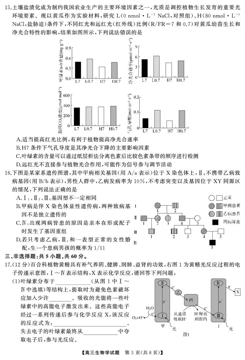 高三生物（试题）转曲2_2025年1月_250126湖南五市2025届高三1月期末质量检测_生物