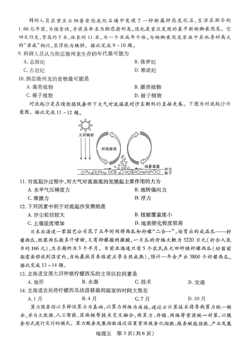 地理试卷_2025年3月_250301名校学术联盟&middot;高考模拟信息卷&冲刺卷（五）_河南省名校学术联盟2025届高三下学期模拟冲刺（五）地理试题