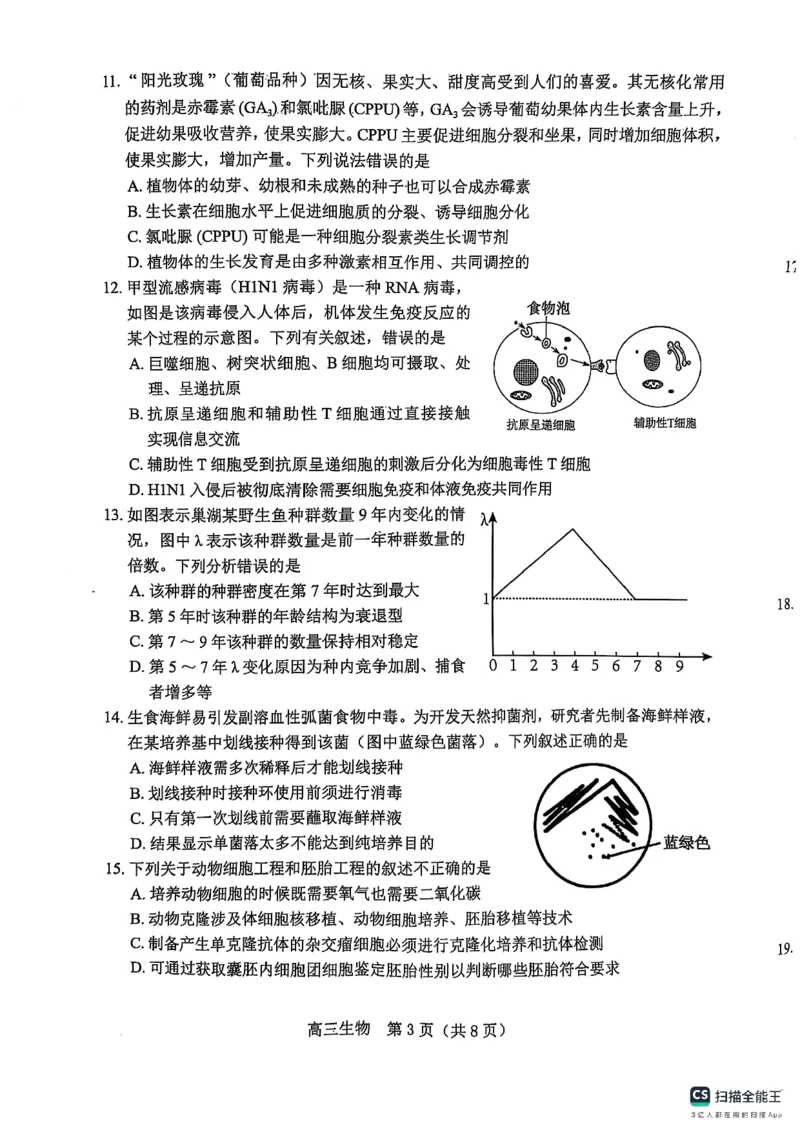 辽宁省葫芦岛市2024-2025学年高二上学期1月期末考试生物试题_2025年1月_250124辽宁省葫芦岛市2024-2025学年高三上学期期末试题（全科）