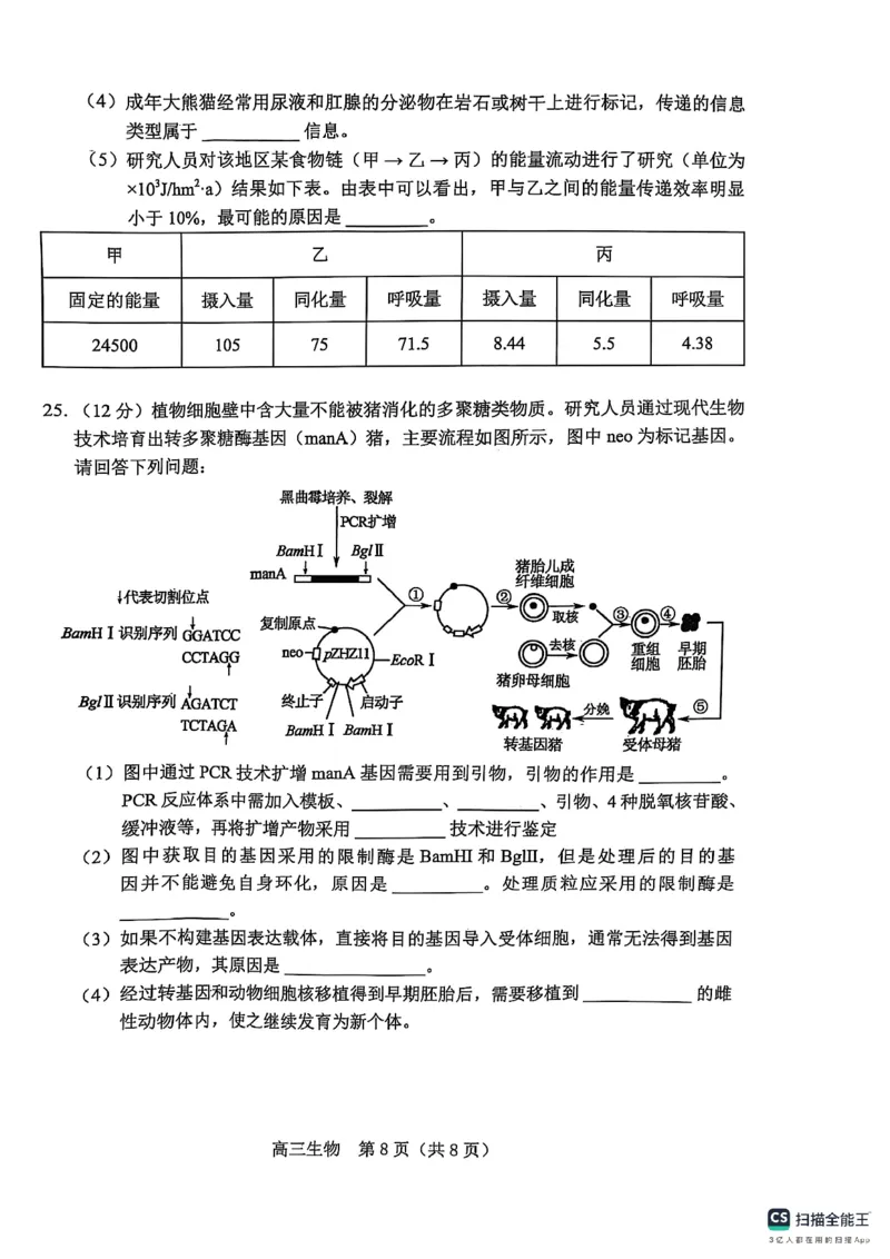 辽宁省葫芦岛市2024-2025学年高二上学期1月期末考试生物试题_2025年1月_250124辽宁省葫芦岛市2024-2025学年高三上学期期末试题（全科）