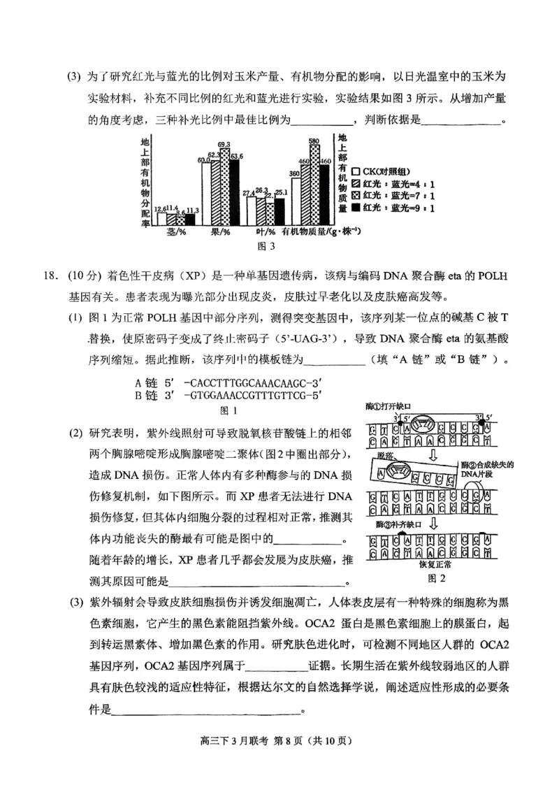 西附、育才、鲁巴高三3月联考生物_2025年3月_250317重庆市高2025届拔尖强基联盟高三（下）3月联合诊断性考试（全科）