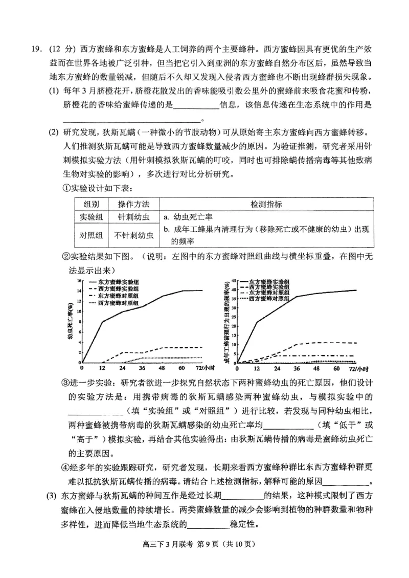 西附、育才、鲁巴高三3月联考生物_2025年3月_250317重庆市高2025届拔尖强基联盟高三（下）3月联合诊断性考试（全科）