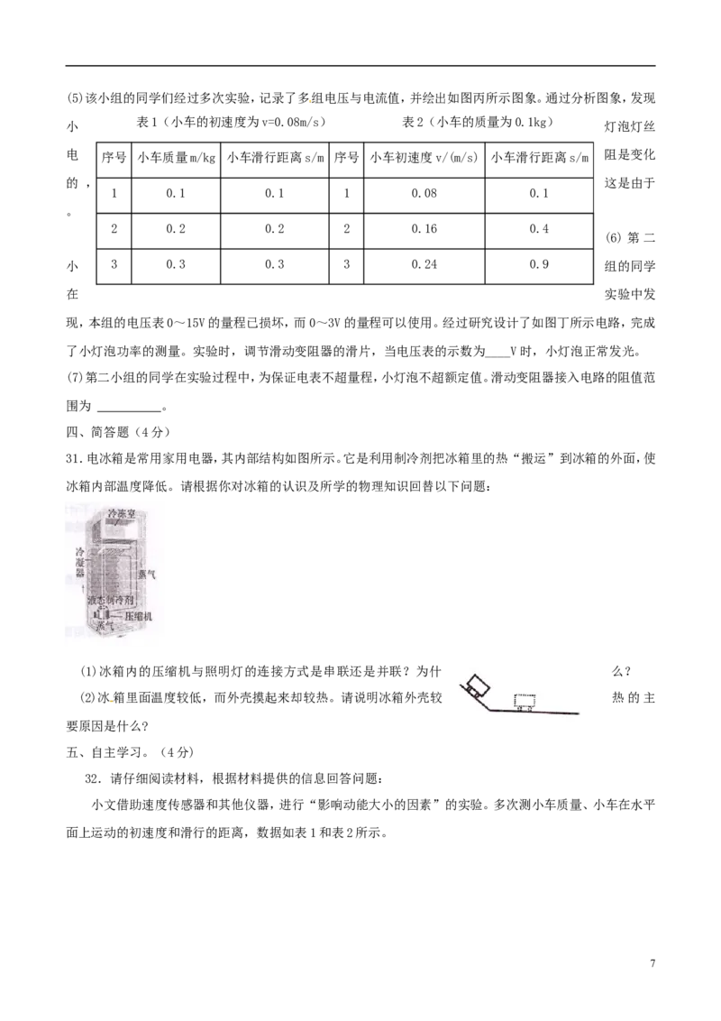 黑龙江省绥化市2015年中考物理真题试题（含扫描答案）_中考真题_4.物理中考真题2015-2024年_地区卷_黑龙江_黑龙江绥化物理15-21