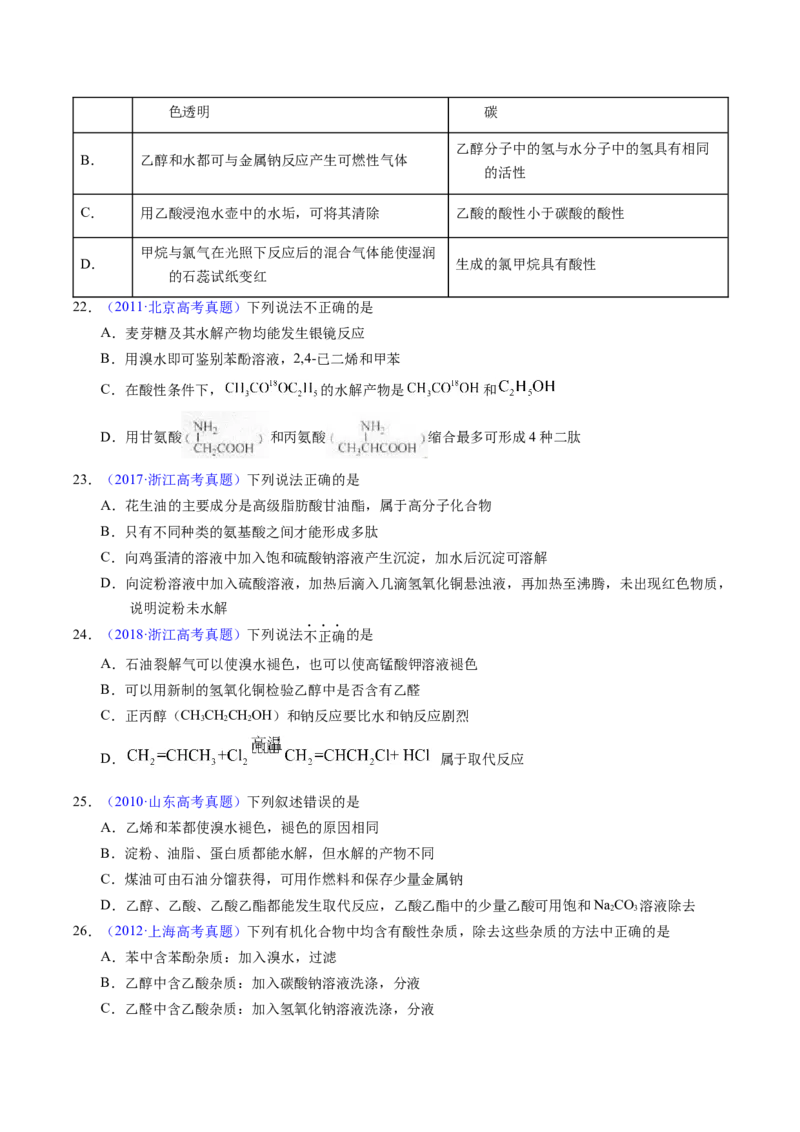 专题69有机实验（选择）（原卷卷）_近10年高考真题汇编（必刷）_十年（2014-2024）高考化学真题分项汇编（全国通用）_十年（2014-2023）高考化学真题分项汇编（全国通用）