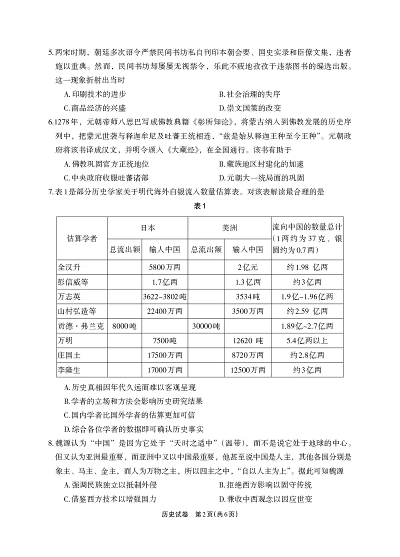 德阳市高中2022级质量监测考试（二）历史_2025年2月_250224四川省德阳市高中2022级质量监测考试（二）（全科）_德阳市高中2022级质量监测考试（二）历史