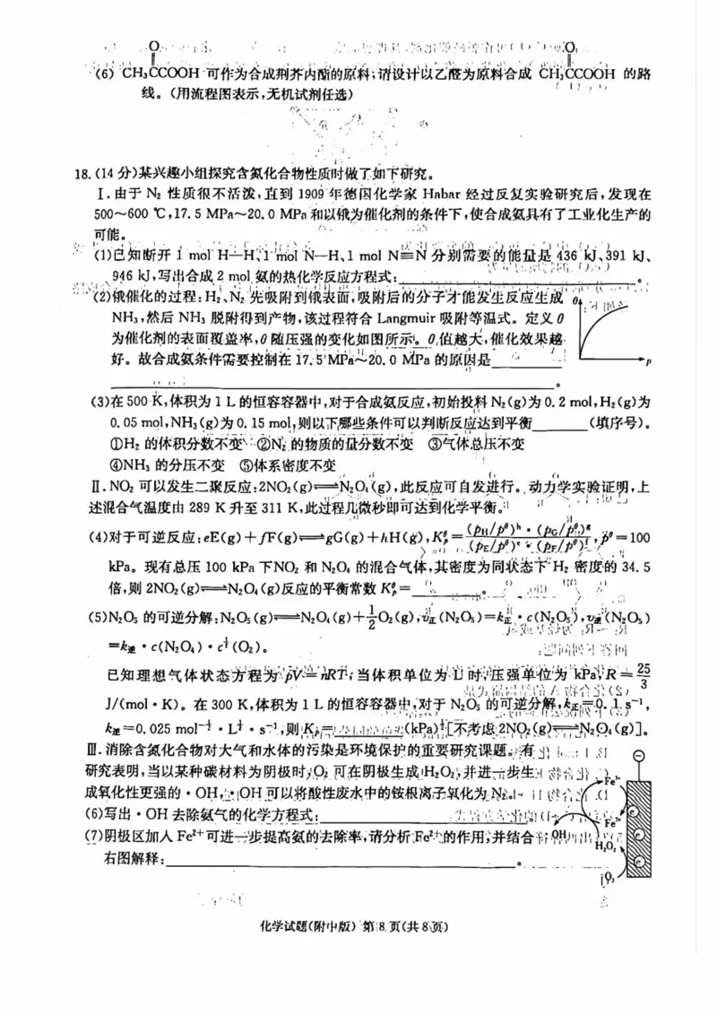 湖南省长沙市湖南师范大学附属中学2025届高三下学期模拟试卷（二）化学（含答案）_2025年5月_2505112025届湖南省长沙市湖南师范大学附属中学高三下学期模拟考试（二）（全科）