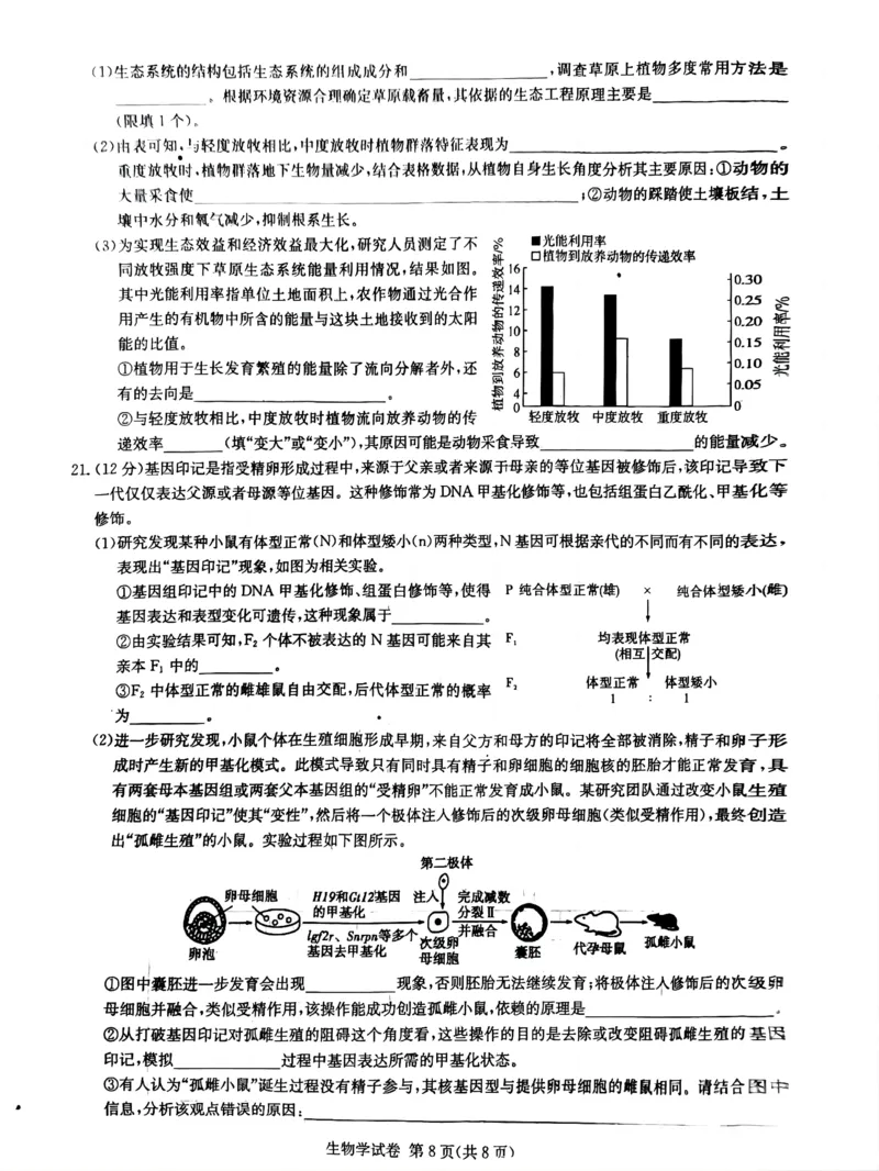湖南新高考教学教研联盟暨长郡二十校联盟2025届高三年级第二次联考生物_2025年4月_250408湖南新高考教学教研联盟暨长郡二十校联盟2025届高三年级第二次联考（全科）