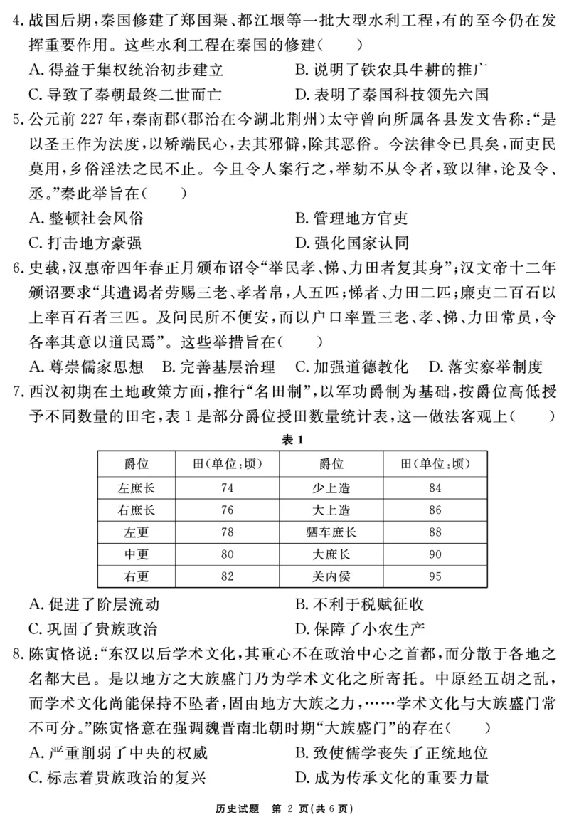 安徽省2025-2026学年度&ldquo;耀正优&rdquo;高三年级10月阶段检测历史_2025年10月_251017安徽省202-2026学年度&ldquo;耀正优&rdquo;高三年级10月阶段检测（全科）
