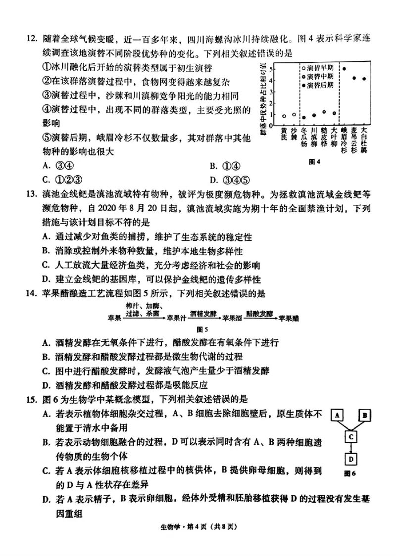 生物+西南名校联盟2025届3+3+3试卷及答案（四）_2025年5月_0522西南名校联盟2025届&ldquo;3+3+3&rdquo;高考备考诊断性联考（四）（全）
