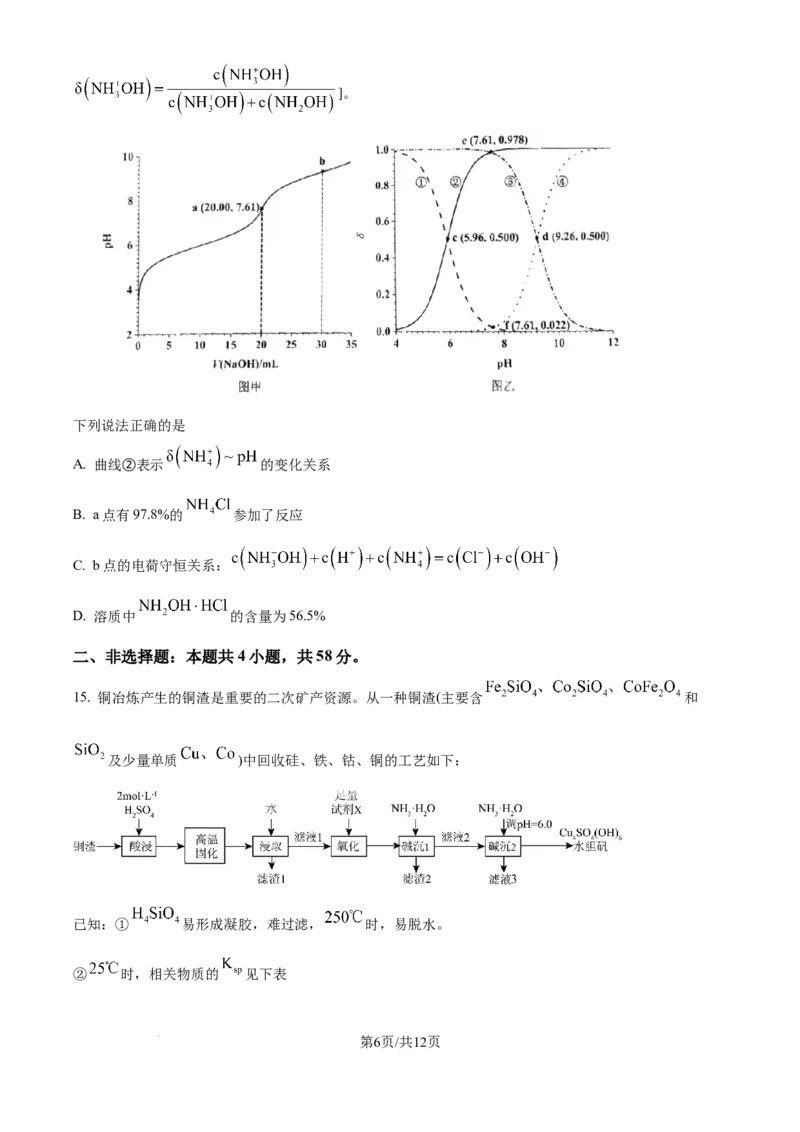 精品解析：云南省2025年普通高校招生适应性测式化学试题（原卷版）_2025年1月_❤2025年高考综合改革适应性演练（八省联考）(1)
