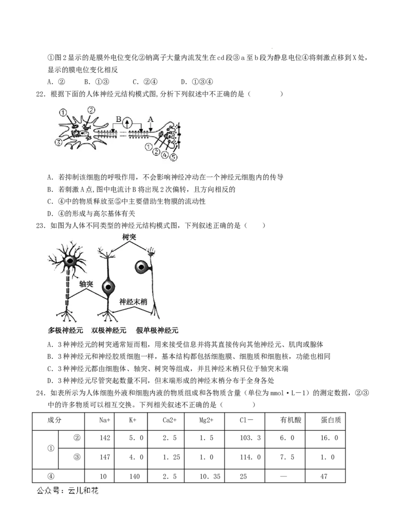 高二生物第一次月考卷（新八省通用）（考试版A4）测试范围：选择性必修1第1~4章（人教版2019）(1)_1多考区联考