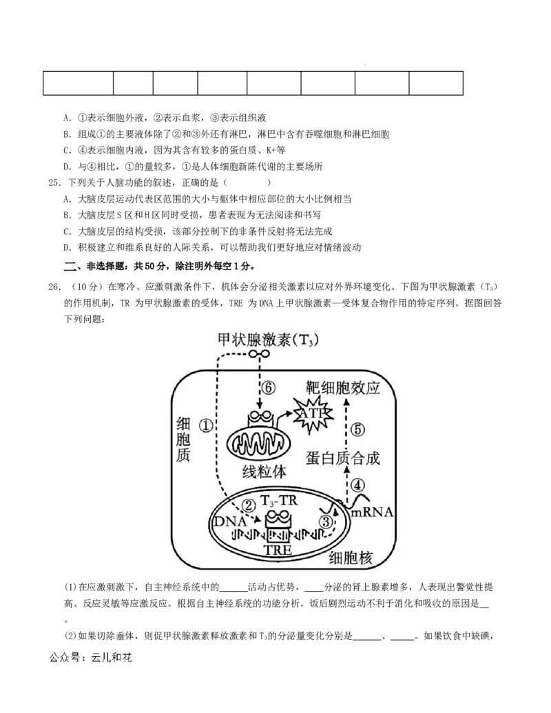 高二生物第一次月考卷（新八省通用）（考试版A4）测试范围：选择性必修1第1~4章（人教版2019）(1)_1多考区联考