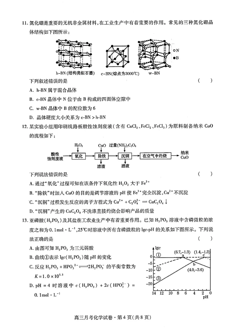 甘肃省2025年高三（3月）考试卷化学_2025年3月_250314甘肃省2025年高三（3月）考试卷（甘肃一诊）（全科）_甘肃省2025年高三（3月）考试卷化学
