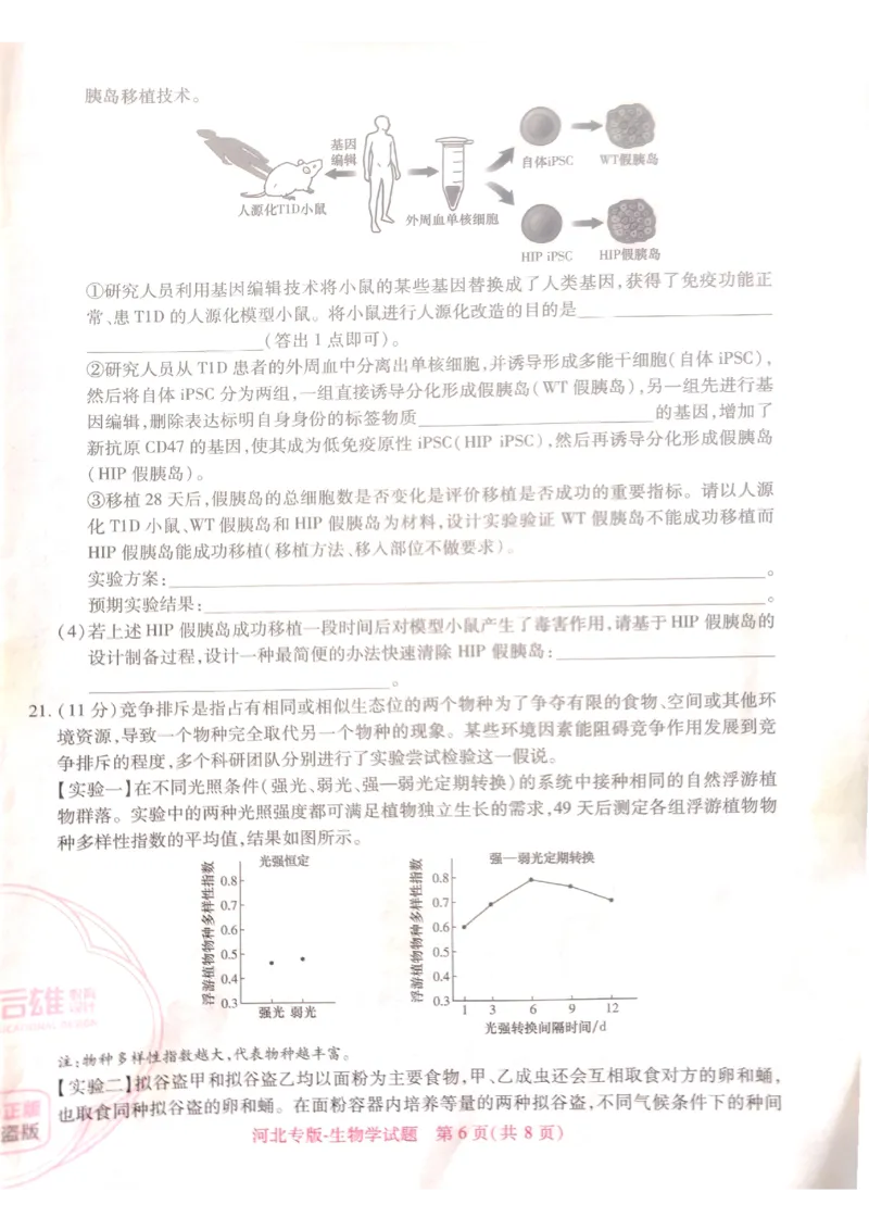 2024-05高考王后雄生物_2024高考押题卷_22024王hou雄_16王后雄押题_2024年王后雄高考押题预测卷（河北专版）
