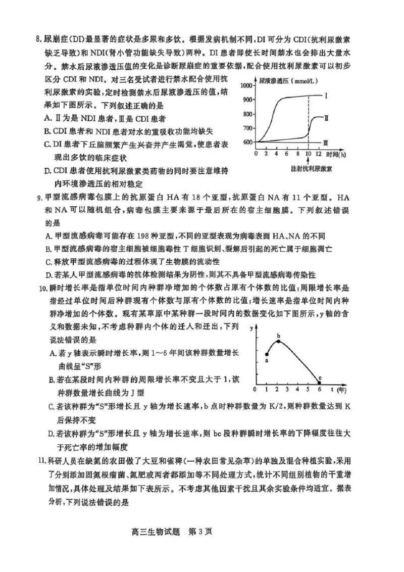 生物试题_2025年3月_250328山东省济南市2025年3月高三模拟考试（济南一模）（全科）_2025年3月济南市高三3月模拟考试生物