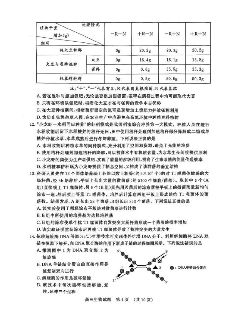 生物试题_2025年3月_250328山东省济南市2025年3月高三模拟考试（济南一模）（全科）_2025年3月济南市高三3月模拟考试生物