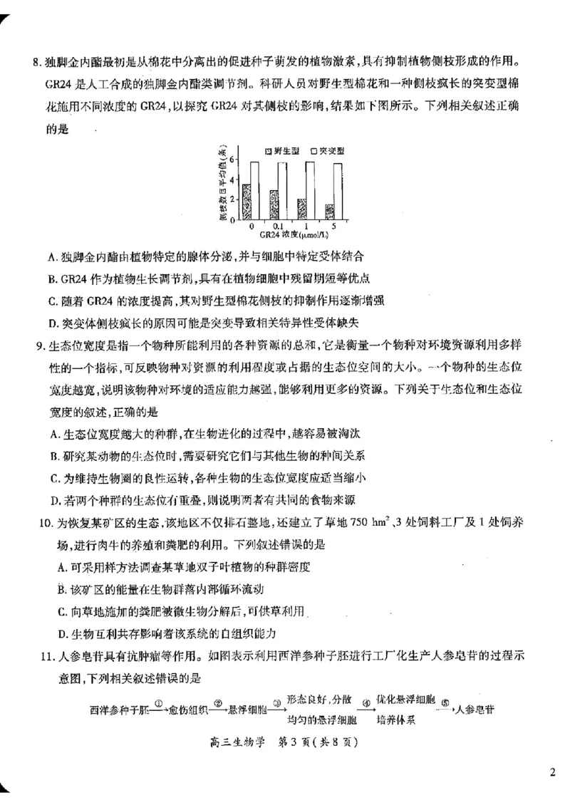 江西稳派1月期末生物+答案_2025年1月_250119江西智慧上进教育稳派联考2025届高三年级上学期期末教学质量质量检测1月联考（全科）