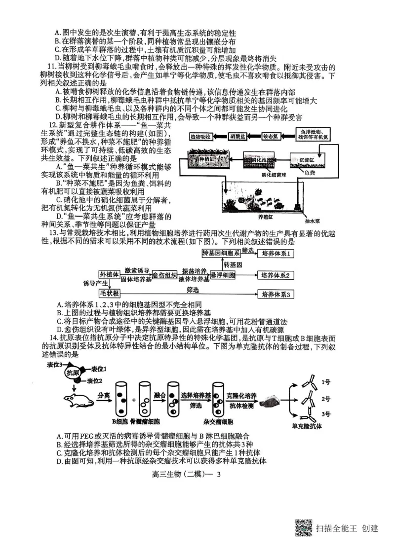 辽宁协作校2024-2025学年度高三第二次模拟考生物试题（含答案）_2025年4月_250424辽宁协作校2024-2025学年度高三第二次模拟考（全科）