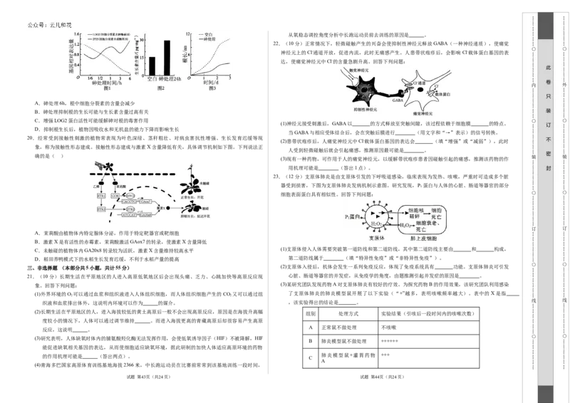 高二生物期中模拟卷（考试版A3）（新八省通用）(1)_1多考区联考_1014高二期中模拟卷（新八省专用）黄金卷：2024-2025学年高二上学期期中模拟考试