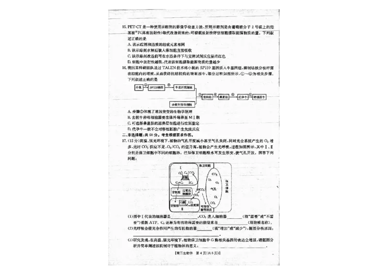 广西金太阳部分学校2025-2026学年上学期开学考-生物试卷_2025年8月_250807广西金太阳2025-2026学年上学期开学考（全科）