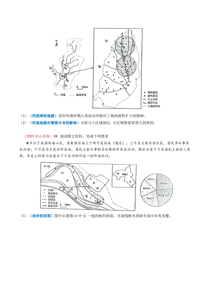 专题05地表形态的塑造-学易金卷：2023年高考真题和模拟题地理分项汇编（原卷卷）_近10年高考真题汇编（必刷）_十年（2014-2024）高考地理真题分项汇编（全国通用）