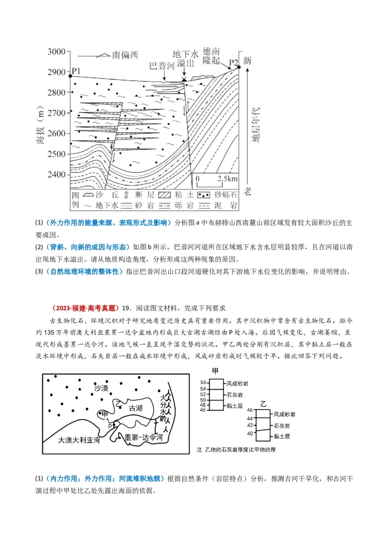 专题05地表形态的塑造-学易金卷：2023年高考真题和模拟题地理分项汇编（原卷卷）_近10年高考真题汇编（必刷）_十年（2014-2024）高考地理真题分项汇编（全国通用）