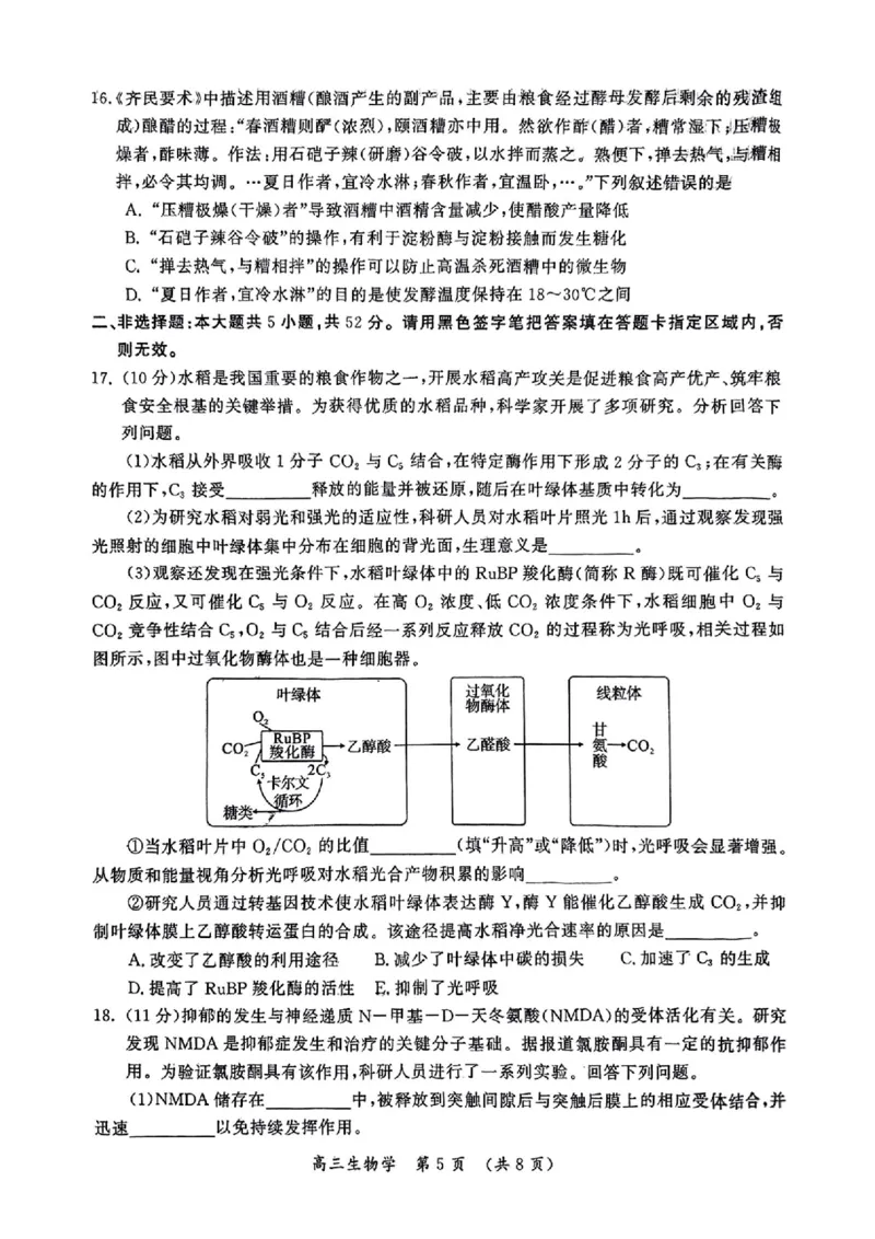 生物_2025年3月_250320河南三市（开封市、周口市、商丘市）2025届高三年级第二次质量检测（全科）_河南三市2025届高三年级第二次质量检测生物