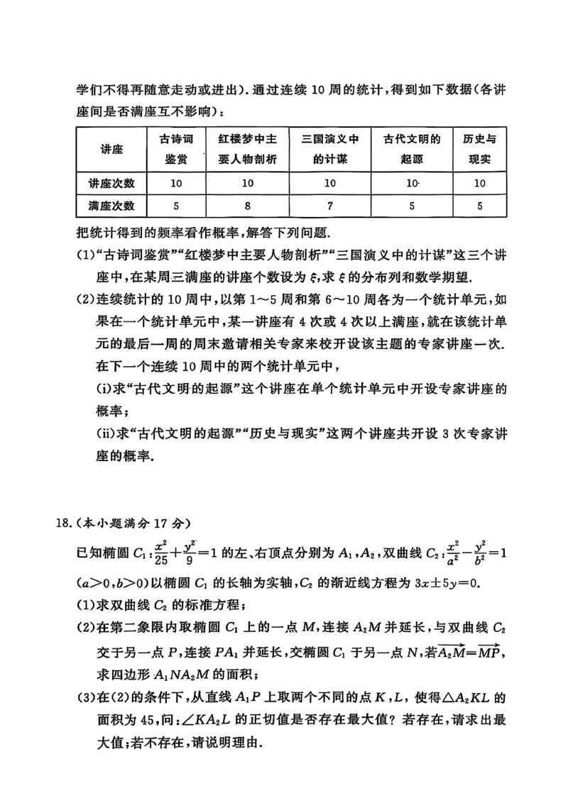 湘豫名校联考2025届高三下学期第三次模拟考试数学试卷（含答案）_2025年5月_250501湘豫名校联考2024-2025学年高三春季第三次模拟考试（全科）