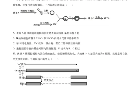 精品解析：2026届黑龙江省大庆市高三第一次质量检测生物试题（原卷版）_2025年9月_2509142026届黑龙江省大庆市第一次教学质量检测（全科）