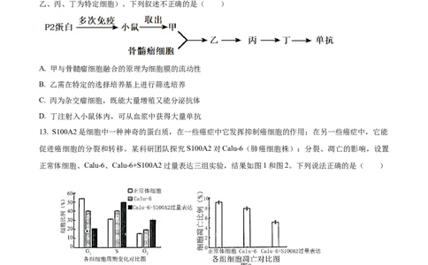 精品解析：2026届黑龙江省大庆市高三第一次质量检测生物试题（原卷版）_2025年9月_2509142026届黑龙江省大庆市第一次教学质量检测（全科）