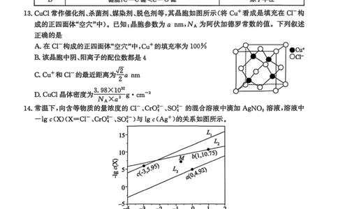 河北省2024-2025高三省级联测考试化学+答案_2025年2月_250227河北省2024-2025高三省级联测考试（冲刺卷I）（全科）